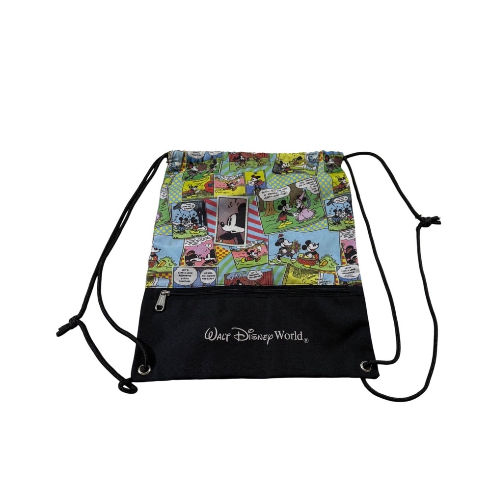 Walt Disney World Mickey Mouse Comic Strip Drawstring Backpack‎ Retro Vacation